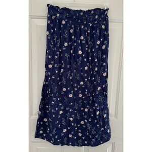 Old Navy Floral Midi Skirt Stretch Ruffle Blue Women's Size Medium